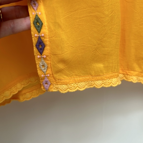 Johnny Was | L | Zeru Blouse | Yellow Button-down | Embroidered | Sunset - Picture 8 of 12